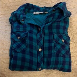 Old Navy Blue Plaid Button Down Shirt